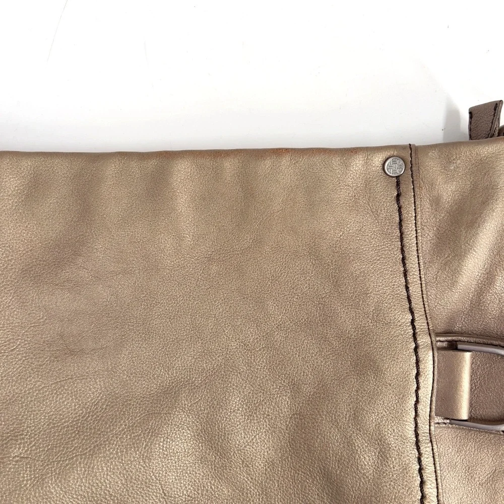 Cole Haan Womens Bronze Leather Hobo Shoulder Bag Large Boho Western Slouchy